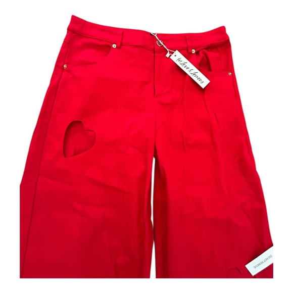 NWT For Love & Lemons Red Cut-out Heart Pants Women's Size S NEW WITH TAG - Picture 4 of 6